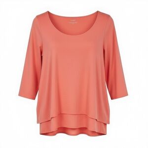 Pure J Jill Womens Size Medium Elliptical Layered Blouse Top peach Scoop Neck